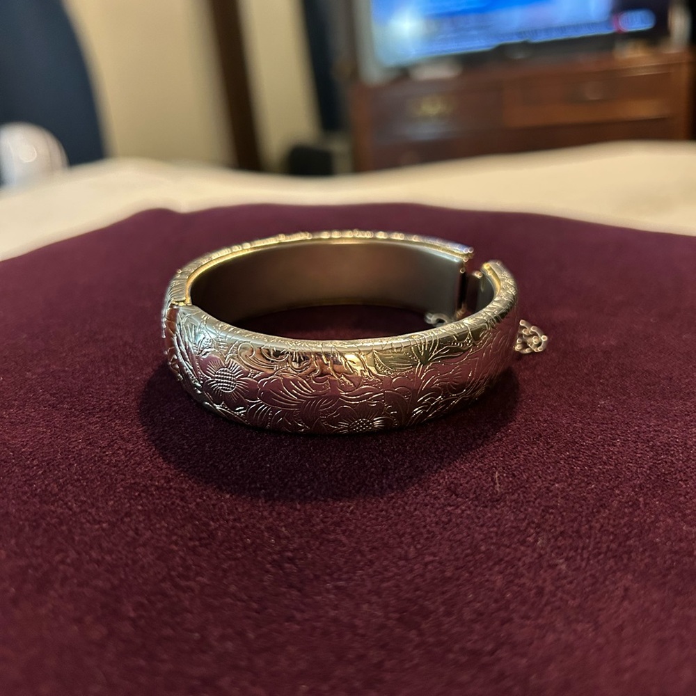 Silver Floral Bangle Bracelet